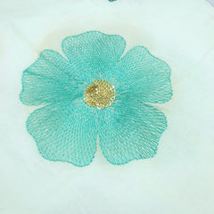 Rangeen Kaliyan Floral Multicolor Threadwork on White Cotton Base