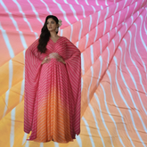 Leheriya Digital Print Ombre Orange to Pink on Muslin Fabric