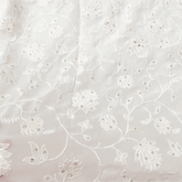 Embroidered Off - White Dyeable Georgette Fabric with Floral work & Sequin Highlights