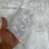 Embroidered Dyeable Georgette Fabric with Silver Sequin and Paisley Resham Work