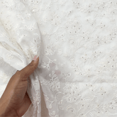 Embroidered Off-White Dyeable Georgette with Floral Threadwork & Sequin Highlights