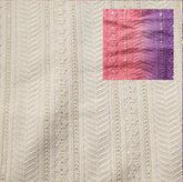 Embroidered Off-White Dyeable Georgette with Linear Floral Threadwork & Sequin Highlights