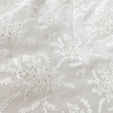 Embroidered Off-White Dyeable Georgette with Floral Threadwork & Sequin Highlights