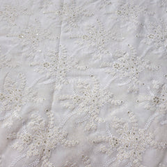 Embroidered Off-White Dyeable Georgette with Floral Threadwork & Sequin Highlights