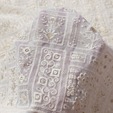 Embroidered Off-White Dyeable Georgette with Floral & Geometric Threadwork & Sequin Highlights