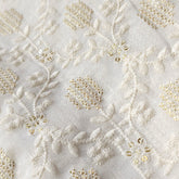 Embroidered Off-White Dyeable Georgette with Floral & Geometric Threadwork & Sequin Highlights