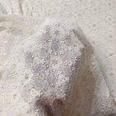 Embroidered Off-White Dyeable Georgette with Floral & Geometric Threadwork & Sequin Highlights