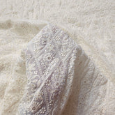 Embroidered Off-White Dyeable Georgette with Floral & Geometric Threadwork & Sequin Highlights
