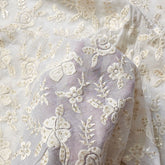 Embroidered Off-White Dyeable Georgette with All Over Floral Threadwork & Sequin Highlights