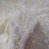 Embroidered Off-White Dyeable Georgette with All Over Floral Threadwork & Sequin Highlights