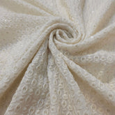 Embroidered Off-White Dyeable Georgette with Floral Threadwork & Sequin Highlights