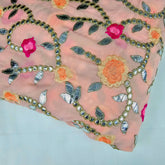 Zarqa Georgette Gota Patti Fabric on Pastel Orange Base