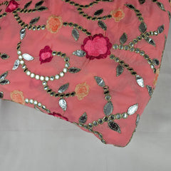 Zarqa Georgette Gota Patti Fabric on Pastel Peach Base