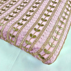 Kaneri Georgette Gota Patti Fabric on Pale Pink Base