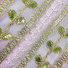 Kaneri Georgette Gota Patti Fabric on Pale Pink Base