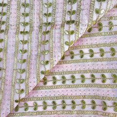 Kaneri Georgette Gota Patti Fabric on Pale Pink Base