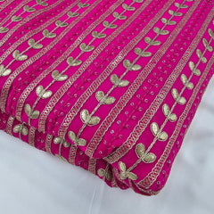 Kaneri Georgette Gota Patti Fabric on Fuchsia Pink Base