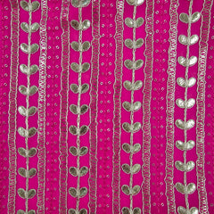 Kaneri Georgette Gota Patti Fabric on Fuchsia Pink Base