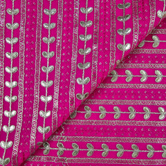 Kaneri Georgette Gota Patti Fabric on Fuchsia Pink Base
