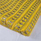 Kaneri Georgette Gota Patti Fabric on Yellow Base