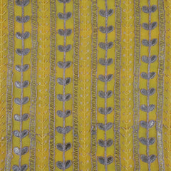 Kaneri Georgette Gota Patti Fabric on Yellow Base