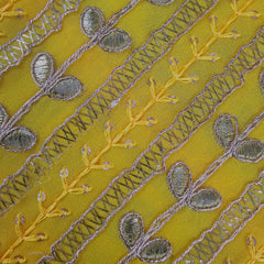 Kaneri Georgette Gota Patti Fabric on Yellow Base