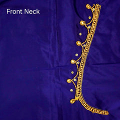 Ember Gold Zari Handwork Blouse Fabric on Deep Royal-Blue Base
