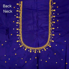 Ember Gold Zari Handwork Blouse Fabric on Deep Royal-Blue Base
