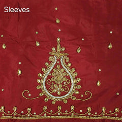 Ember Gold Zari Handwork Blouse Fabric on Maroon Base