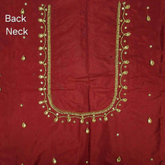 Ember Gold Zari Handwork Blouse Fabric on Maroon Base