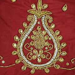 Ember Gold Zari Handwork Blouse Fabric on Maroon Base