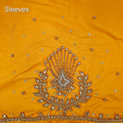 Ember Gold Zari Handwork Blouse Fabric on Mango Yellow Base