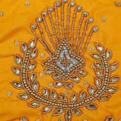 Ember Gold Zari Handwork Blouse Fabric on Mango Yellow Base