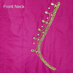 Ember Gold Zari Handwork Blouse Fabric on Hot Pink Base