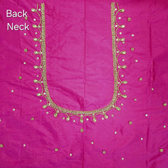 Ember Gold Zari Handwork Blouse Fabric on Hot Pink Base
