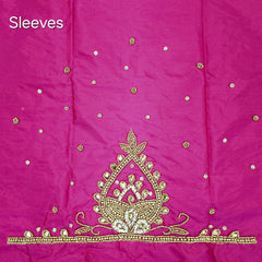 Ember Gold Zari Handwork Blouse Fabric on Hot Pink Base