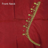 Ember Gold Zari Handwork Blouse Fabric on Deep Red Base