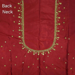 Ember Gold Zari Handwork Blouse Fabric on Deep Red Base