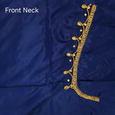 Ember Gold Zari Handwork Blouse Fabric on Midnight Blue Base