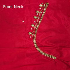 Ember Gold Zari Handwork Blouse Fabric on Red Base