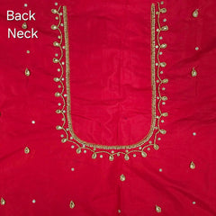 Ember Gold Zari Handwork Blouse Fabric on Red Base