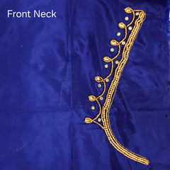 Ember Gold Zari Handwork Blouse Fabric on Dark Blue Base