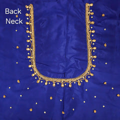 Ember Gold Zari Handwork Blouse Fabric on Dark Blue Base