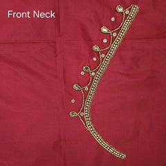 Ember Gold Zari Handwork Blouse Fabric on Wine Red Base