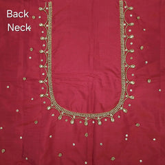Ember Gold Zari Handwork Blouse Fabric on Wine Red Base