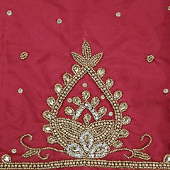 Ember Gold Zari Handwork Blouse Fabric on Wine Red Base