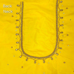Ember Gold Zari Handwork Blouse Fabric on Bright Yellow Base