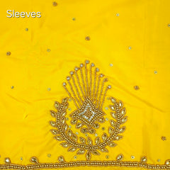 Ember Gold Zari Handwork Blouse Fabric on Bright Yellow Base