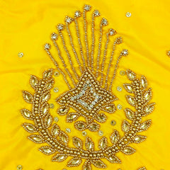 Ember Gold Zari Handwork Blouse Fabric on Bright Yellow Base