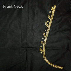Ember Gold Zari Handwork Blouse Fabric on Black Base